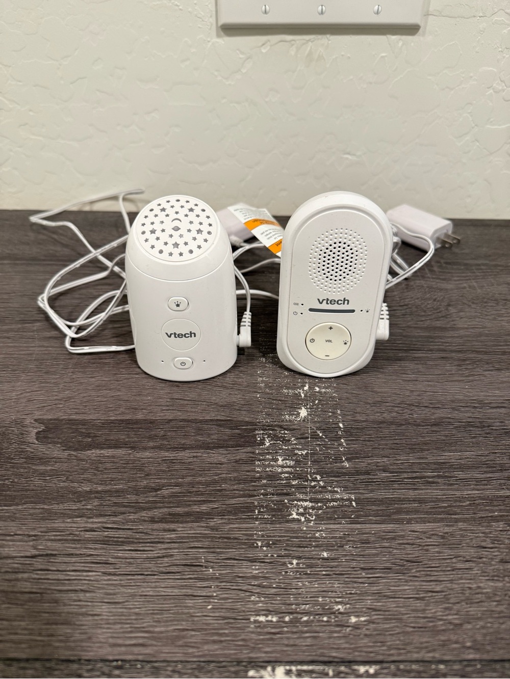 White Audio Baby Monitor Pair - Portable Parent & Baby Units
